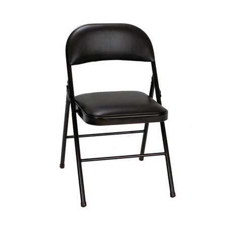 BRIDGEPORT Folding Chair, All Steel, Commercial, Black, Vinyl Padded, PK4 C993BP14BLK4E